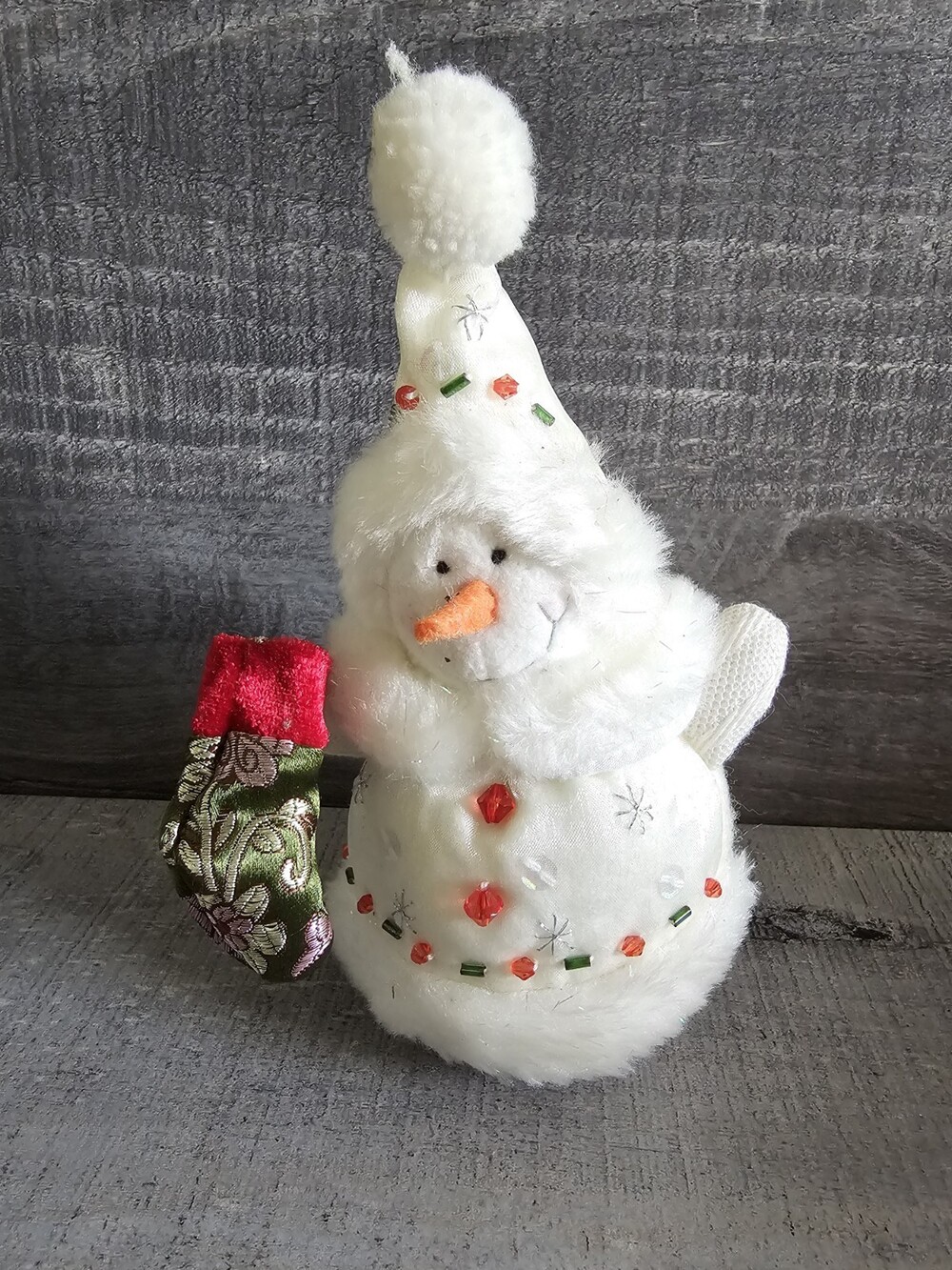 Russ Glisten Snowman’s - The Jewels Of Winter Plush 5” Tall Christmas Decor G23e
